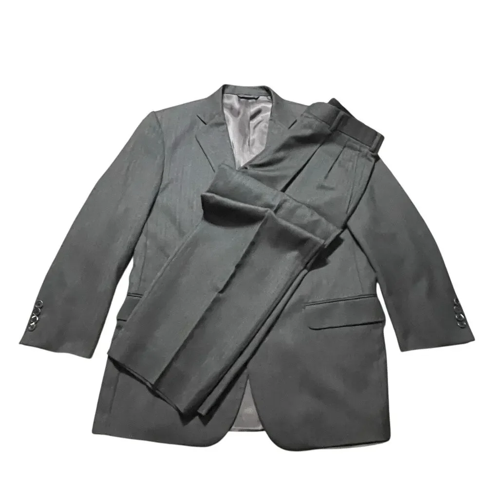 Brooks Brothers Saxxon Suit Mens 44 S Gray Madison 1818 2pc Pants 32x27.5 USA